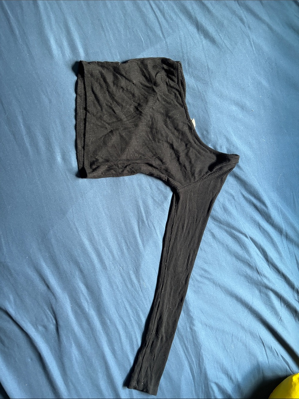 Black Ribbed One-Shoulder Top - Picture 3 of 3